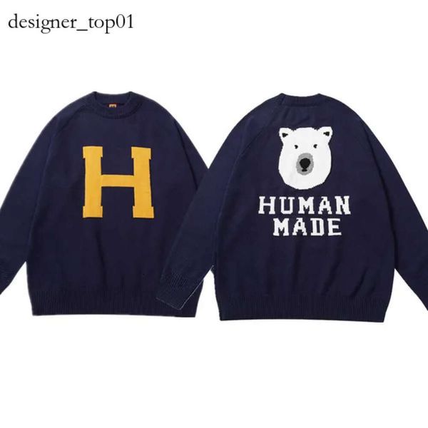 Men Hoodie Humano fez designer de marca Sweater Knit Pullovers Men Mulheres Imprimidas Dog Duck Duck Sweater Sweater Sweater Roupas de inverno Casual suéteres de tamanho grande 7466
