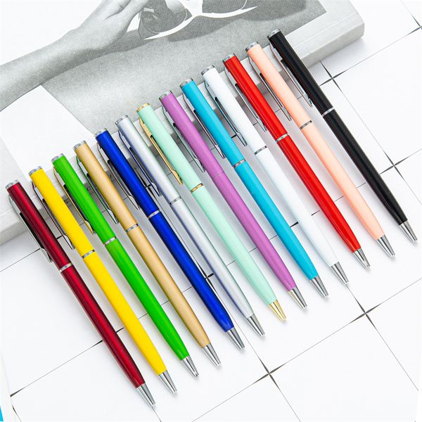 12 Colors billige Werbe Business Ballpoint Stifte rotierende Metallstiftschule Büro Schreibdarstellungen Schreibweichstudent