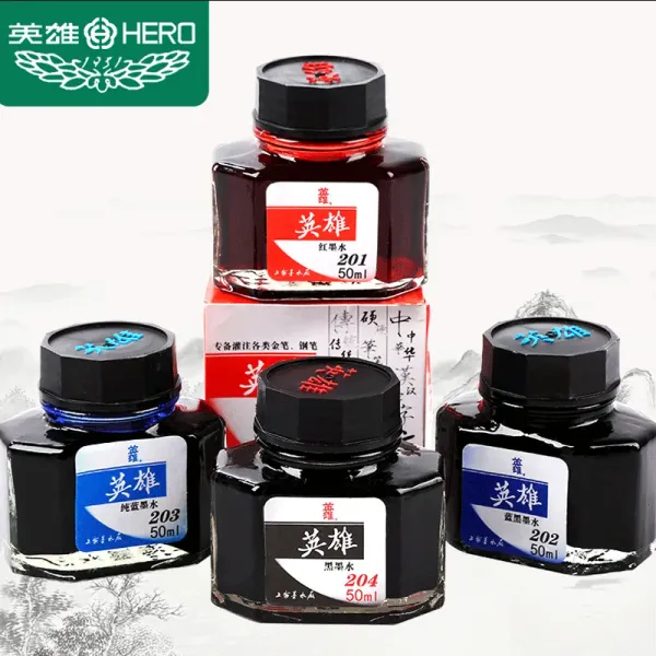 HERO HERO Pens Pure colorido de 50 ml de tinta caneta reabastecia a papelaria de papelaria Escola Converter Office Supplies Student Ink Liquid