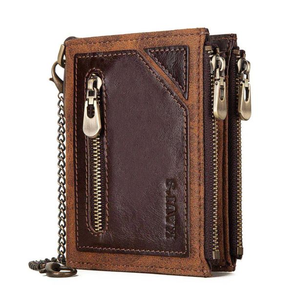 Carteiras Hot Sale Men Casual Maletas Crazy Horse Couro Counhora curta Hasp Design Wallet Cow Cheather Carteiras Male Carteiras Male