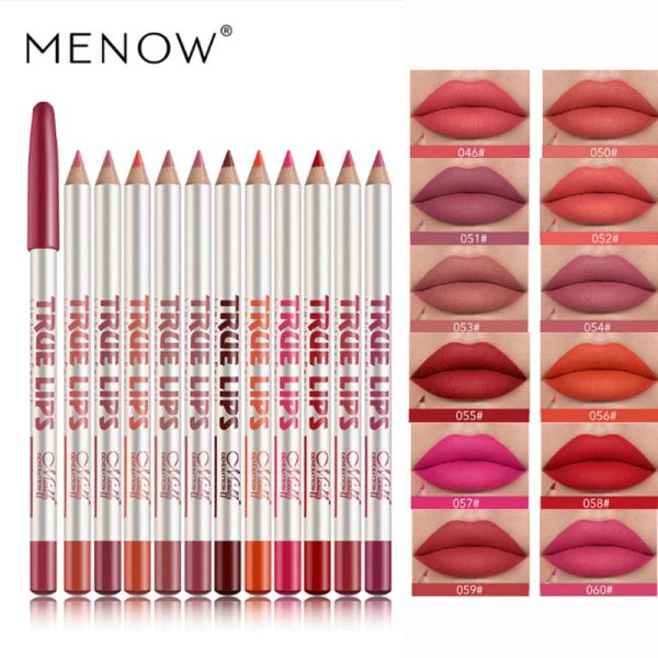 Enhancer Menow 12 Farbe Matte Lip Liner Lipstick Stift Holz langlebige wasserdichte Lip Liner Stifte Permanent Make -up Tattoo Accessoires