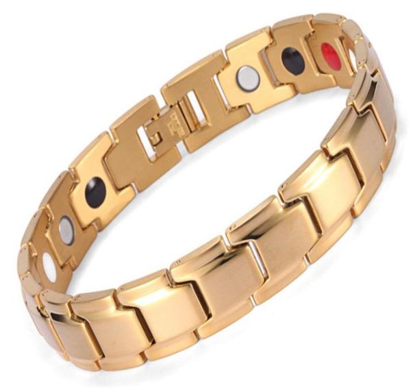 Pulseira bio magnética Auniquinele Men Jóias Cura Balanço Magnético Equilíbrio Saúde Prata Bracelets de aço inoxidável preto de ouro Bracelets6926225