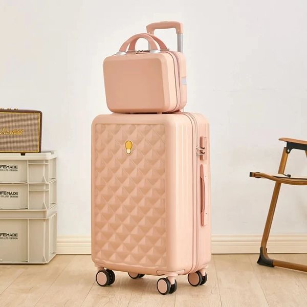 Set 20/22/26/26/28inchpc Ladies Roller Trolley Valuto Set Makeup Borse Borse da viaggio per viaggi Multifunzione Password Cabina valigia cabina