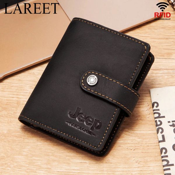 Carteiras curtas RFID MEN MENINAS TINISTAS BANCO Banco Credencial Cartter Slim Masculino Walet Zipper Hasp bolsa de couro genuíno Bolsas de viagem de passaporte