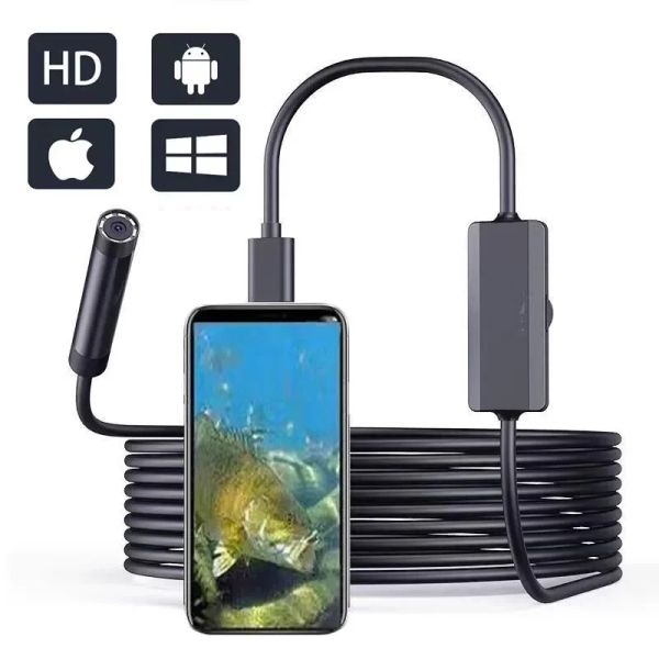 Finder 1200p HD HD Underwater Endoscopy Fishing Camera da 8 mm 8 mm per smartphone Android Windows Typec USB Endoscope Fish Finder