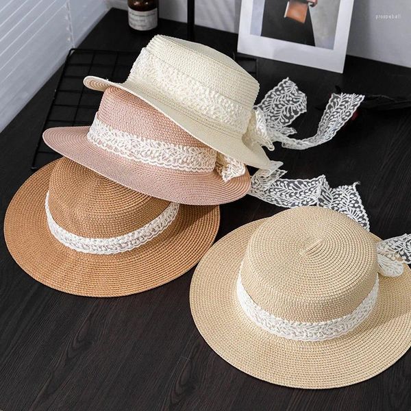 Boinas de renda fita personalizada pesca de cowboy branca preta a granel de papel mexico de papel fedoras de luxo de luxo de luxo hapsa de palha de grandes dimensões para mulheres