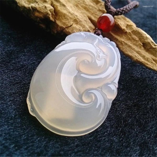 Colares pendentes por atacado AGate Chalcedony Ruyi Cadeia de suéter branco