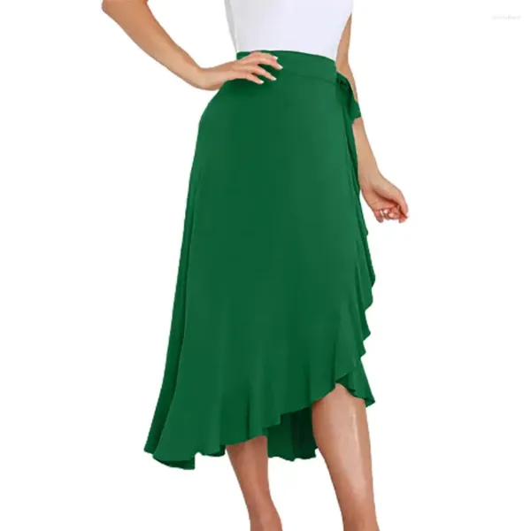 Signe Summer Women Skirt High High Waist Brace Lace Up A filo irregolare Patchwork Midi Abiti da donna