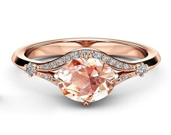 Eheringe Silber Farbe Ring Roségold Tiefe Kuss Blumen Kristall Verlobungsschwanz für Geschenk Frauen CZ Party Schmuck2948619