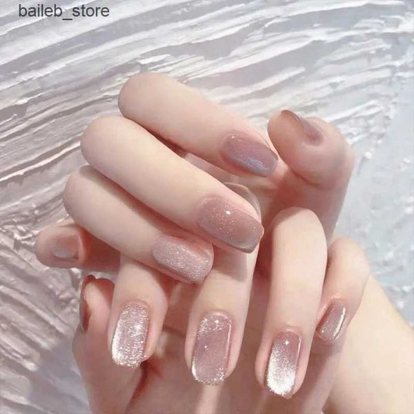 Falsche Nägel 24pcs/Box Cat Eye Photo Nagel Patch Wearable Fake Nail Short False Nail Hochzeit für Winter Herbst Wearable Full Cover Y240419 Y240419