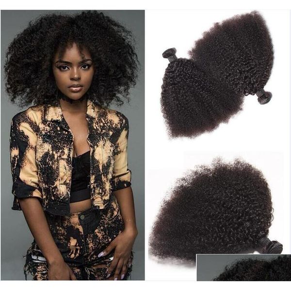 Presenza di capelli Brasiliani Afro Kinky ricci umani bundle Remy Weaves Double 100g/Bundle 2Bundle/Lotto ESTENSIONI DROPRI DISEGNI DELLA GLI DHVZK DHVZK