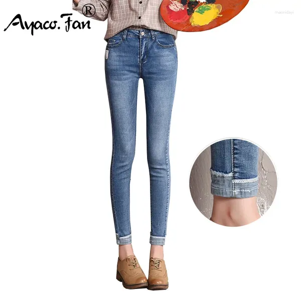 Jeans femininos Summer pule calças de tornozelo 2024 lápis fino para estudantes meninas mulheres vintage feminino magro skinny