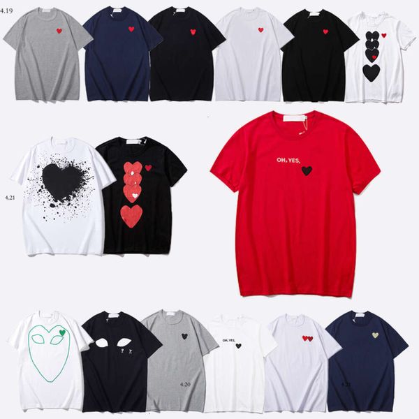 Commes Designer Play T-Shirt des Garcons Baumwollmodet Marke Red Heart Sticker T-Shirt Frauen Liebeshülsen Paar Kurzarm Männer CDGS Play 3465