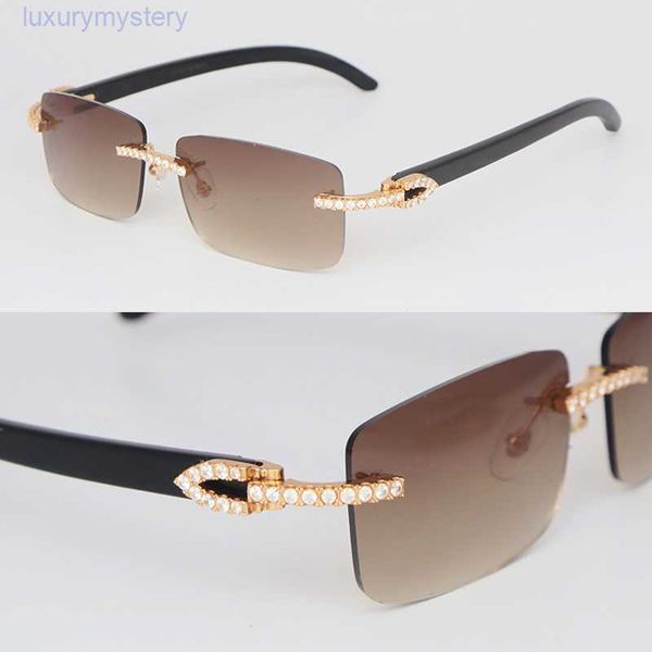 Design Moissanite Diamond Set Glimless Sunglasses Womans Big Stones 25 Carat Diamond Sun Glasses Original Buffalo Horn Eyeglassa