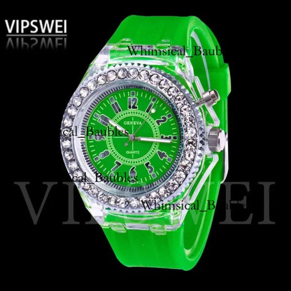 Luminous Diamond Watch USA Modetrend Männer Frau Watschen Liebhaber Farbe LED Light Jelly Silicon Genfer transparentes Schüler Armbandwatch Co 7707