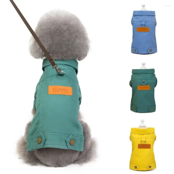 Vestuário para cães Towable Spring Suprid Roupa de animais de estimação com duas patas com colar de gola de coleira jeans de jeans de colar