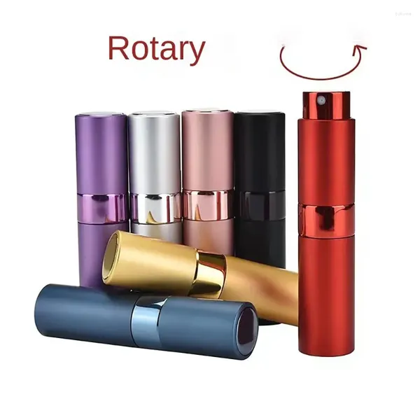 Depolama Şişeleri Mini Seyahat Boyutu Parfüm Atomizer Uygun 8ml döner yeniden doldurulabilir makyaj aracı sprey kasa dış mekan