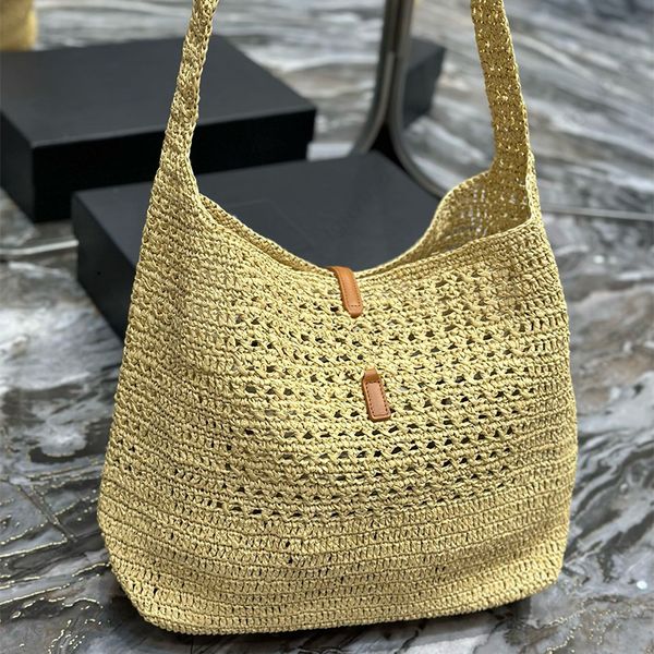 Nuova borsa di design borse intrecciate estate in tessuto in modo casual goccia cannucciata di lusso a mano a mano a mano a mano per pausa vacanza saccheggio weekend borse spiaggia design borsetto femminile