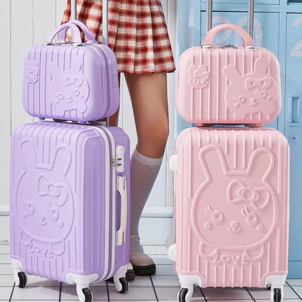 Defina crianças adoráveis rolando, conjunto de malas girlley girls girls rosa spinner marca carrega uma bolsa de viagem de bagagem com bolsa