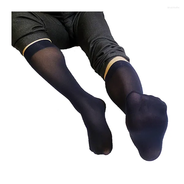 Erkek çoraplar düz renkli erkekler ipek hortum çorap erkek resmi elbise takım elbise yüksek elastik saf ince seksi koleksiyon