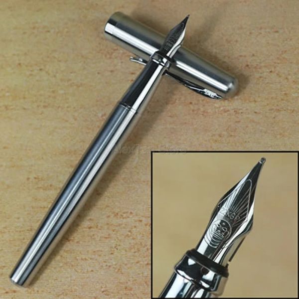 Pens Duke 209 Pen de aço inoxidável caneta avançada de prata pura de 22kgp m ponta de escreva caneta de presente de escrita para escritório / casa