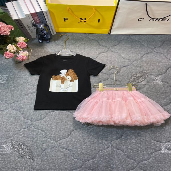 Kinderdesigner T-Shirt Kinderrock Set klassische Mode Kinder Sommer Baumwolljungen und Mädchen Kurzarm Luxusmarke Kinderkinder Größe 90 cm 150 cm A7