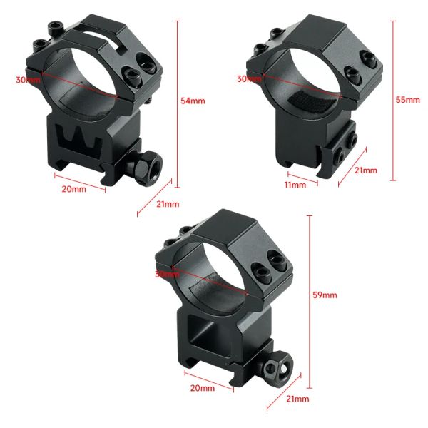 SCOPES 2pcs / set Dia Dia 30 mm Fucile da caccia Canna per supporto per portata a coda di rondine da 11 mm / da 20 mm Picatinny Rail Air Gun Fucile Apte