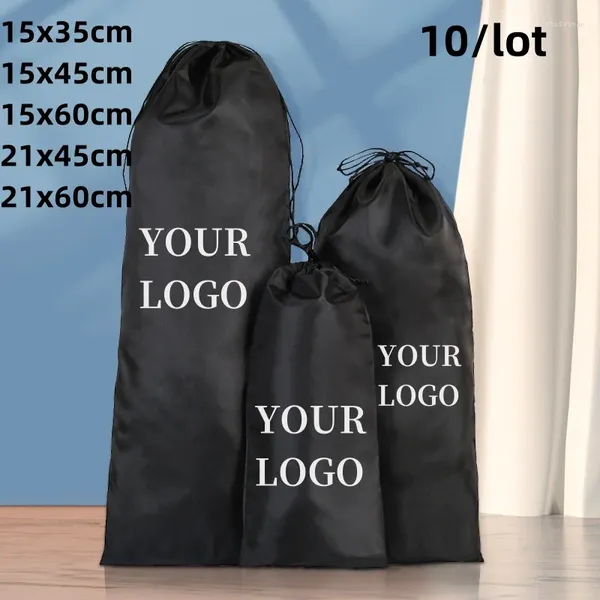 Borse per la spesa 10 pezzi/lotto personalizzato Nylon Black Waterproof biancheria intima calzini ombrellas Borsa di stoccaggio tasca da viaggio doppio