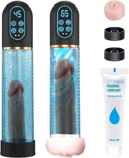 Extender do amplificador de bomba com bomba de vácuo elétrico de lubrificante 3-em-1 Mens Vibrador com 12 modos de treinamento inteligentes definidos com brinquedos orgânicos masculinos mais fortes para homens ICD