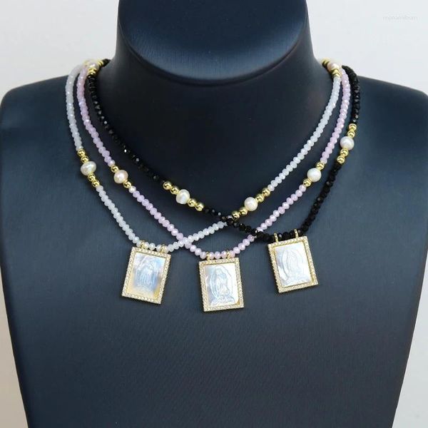 Colares pendentes 3Pieces Jesus Cristo Colar Beads Presente de concha branca para mulheres elegantes judeus 20144