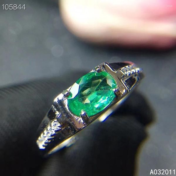 Cluster Ringe Kjjeaxcmy Fine Schmuck Natural Emerald 925 Sterling Silber Trendy Girl Gemstone Ring Geschenk Geburtstagsfeier Hochzeit Engagement