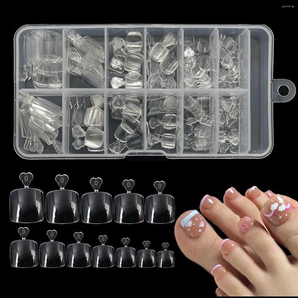 False Nails 240pcs Clear Copertura completa Punta della punta della punta della punta per estensione acrilica 12 dimensioni Short Square False Press Press on Girl Women