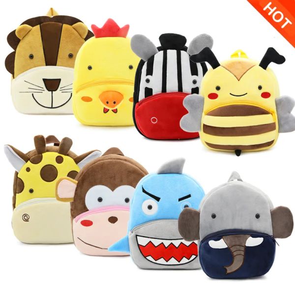 Mochilas Kids 3D Animal Mochilas Meninas meninas meninos Criança Criança Crianças Cartoon Lion Bee Bookbag Sagas de brinquedos do jardim de infância do jardim de infância