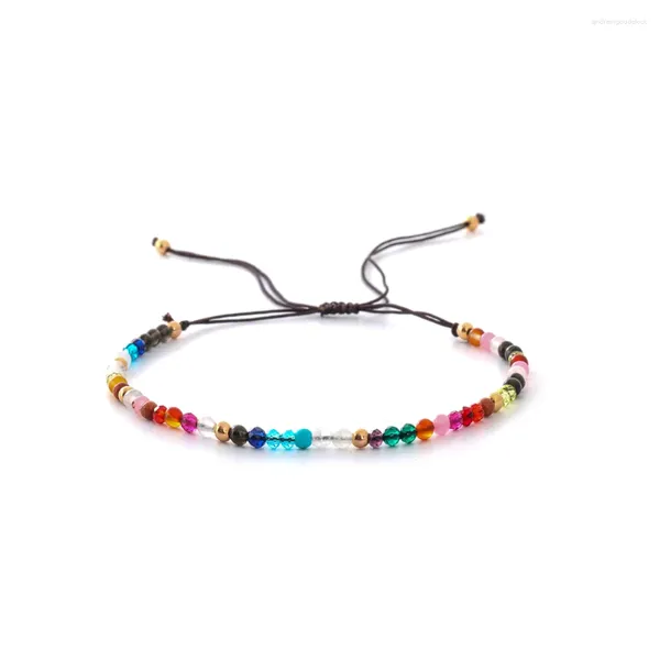 Braccialetti di fascino perline da 3 mm naturali irregolari yoga intrecciato per uomini donne cordati bracciali color ciondoli di colore fai -da -te cristallino