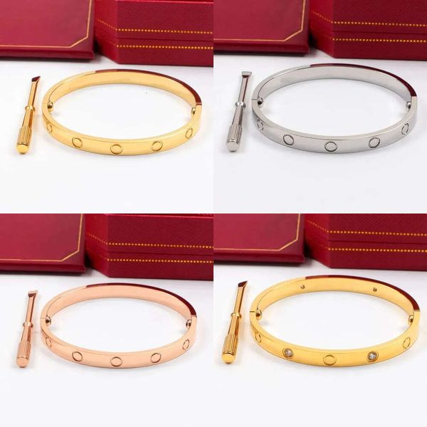 Schraubdesigner-Armband, Roségold, Sier, Titanstahl, Diamantbänder, Nagelarmbänder für Männer und Frauen, Größen 17-22