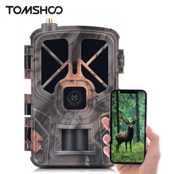 Kameras Tomshoo 4G/LTE Jagdkamera Wireless 30MP Trail Game Kamera wasserdichte Outdoor -Infrarot Nachtsicht Wildlife Scouting Kamera