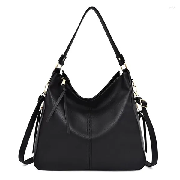 Lkeep Moda Lkeep Simple Pu Couro Punto de ombro único Messenger Tassels de grande capacidade Mulheres de luxo Totes Senhoras