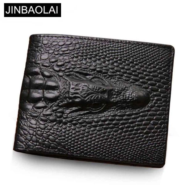 Carteiras de couro genuíno masculino carteira crocodilo bolso bolso de bolso preto masculino de couro carteira de couro de alta qualidade bolsa masculina de alta qualidade