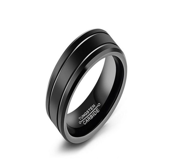 2019 Mode coole Männer Tungsten Carbide Ringe reine Wolfram -Schwarze Ringe für Männer Schmuck 8mm breite Männer Hochzeit Verlobungsringe9671531