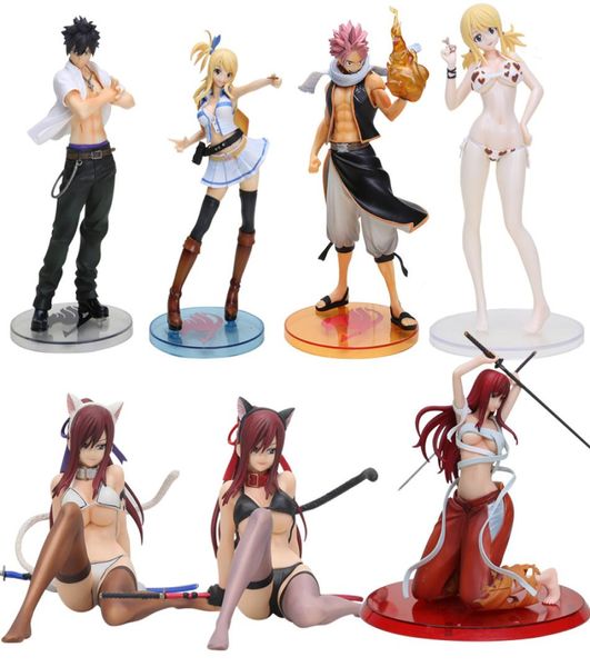 Anime Fairy Tail Figur Natsu Dragneel Gary Fullbuster Lucy Heartfilia Erza Scarlet PVC Action Abbildung Spielzeugmodell 1324cm T203615161