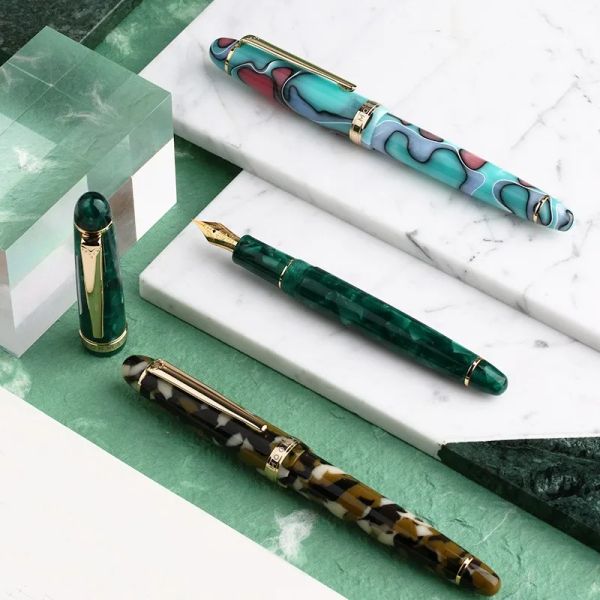 Pens Majohn S3 Extra Iridium acrílico de resina acrílica caneta de caneta 0,38 mm/fina caneta de tinta de presente de 0,5 mm para escritório de negócios em casa