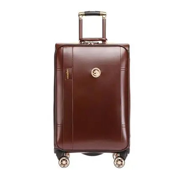 Багаж 20 -дюймовый кожа кожа Men Men Men Rolling Travel Luggage Bag Wheels Spinner Suitcassion 24 -дюймовая троллейная трогательная тропинка сумка для багажного пакета