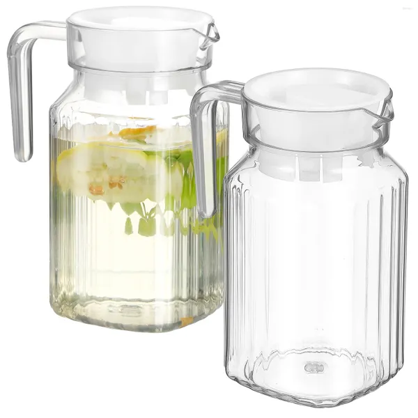 Flores decorativas 2 PCs Recipiente de água Pote de talheres de plástico transparente jarra suco de frutas suco de frutas chaleira