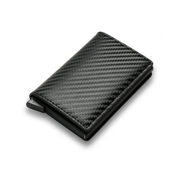 Titolare ID Credit Card Card Case Wallet per uomini Business Carbon Alluminio Slim Mini Small Bag Walets Holder