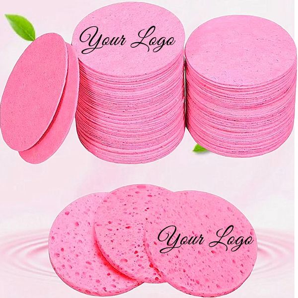 100pcs Özel Logo Sıkıştırılmış Yüz Sünger Yüz Temizleme Puf Makyaj Kaldırma Sünger Pad Eksfoliye Yıkama Yuvarlak Yüz Sünger