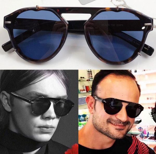 Herren Sonnenbrille Schwarze Krawatte 254FS Designer Blaues Objektiv ein Rahmengeschäft Einfacher Retro -Style -Plattenspiegel Beine Strand Urlaub Sun Glas9594643