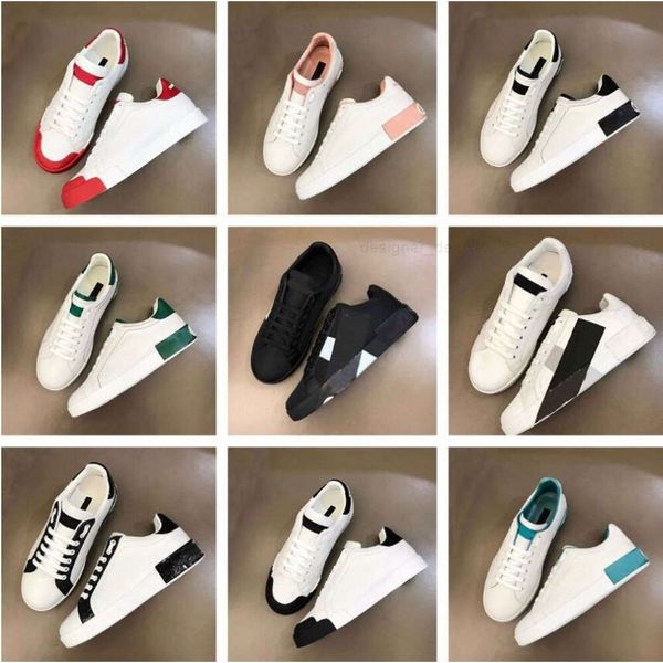 С дизайнером коробки обувь высочайшего качества мужчин Portofino Sneakers Scield Nappa White Black Leather Casual Walking Near Outdoor Trainers ZW DG D G Dolche Габана 8041 GINA
