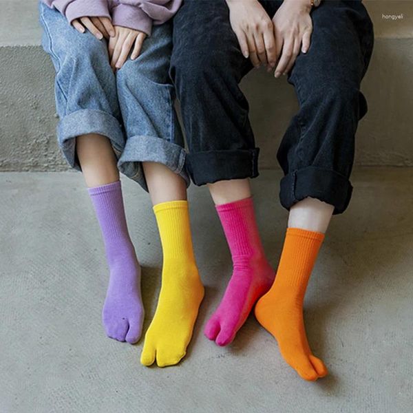 Donne calzini in stile giapponese multicolore a due dita uomini medio tubo traspirante flip flop separato sport da corsa che corre in streetwear