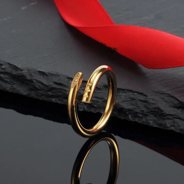 Anello per unghie di gioielli di lusso ad anello di design gioielleria da donna s ad anello unghie in acciaio acciaio accessori di moda placcati in oro mai