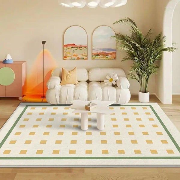 Teppiche Französisch Minimalist Plaid Teppich Leichte Luxusstil Wohnzimmer Schlafzimmer Bodenmatte Badezimmer Anti-Skid-Fuß-Eingangstür